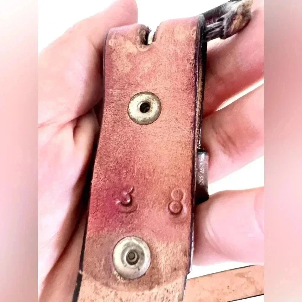 Tooled Leather Floral Belt with Purple and Yellow Flowers Size 38 - Picture 7 of 11